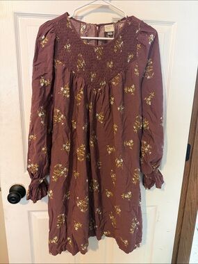 a new day Mauve Floral Smocked Top